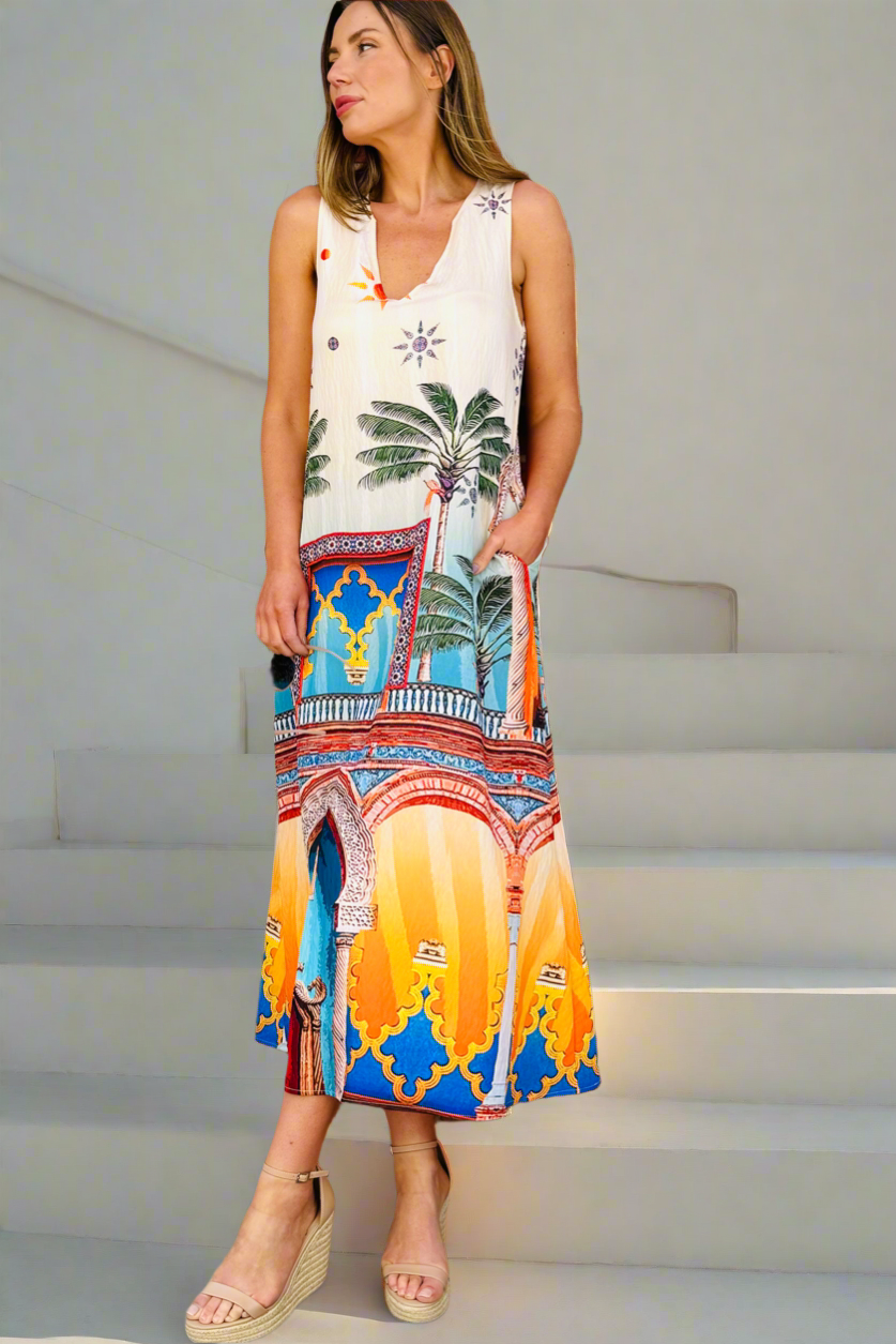 Lana Maxi Dress in Moroccan Print