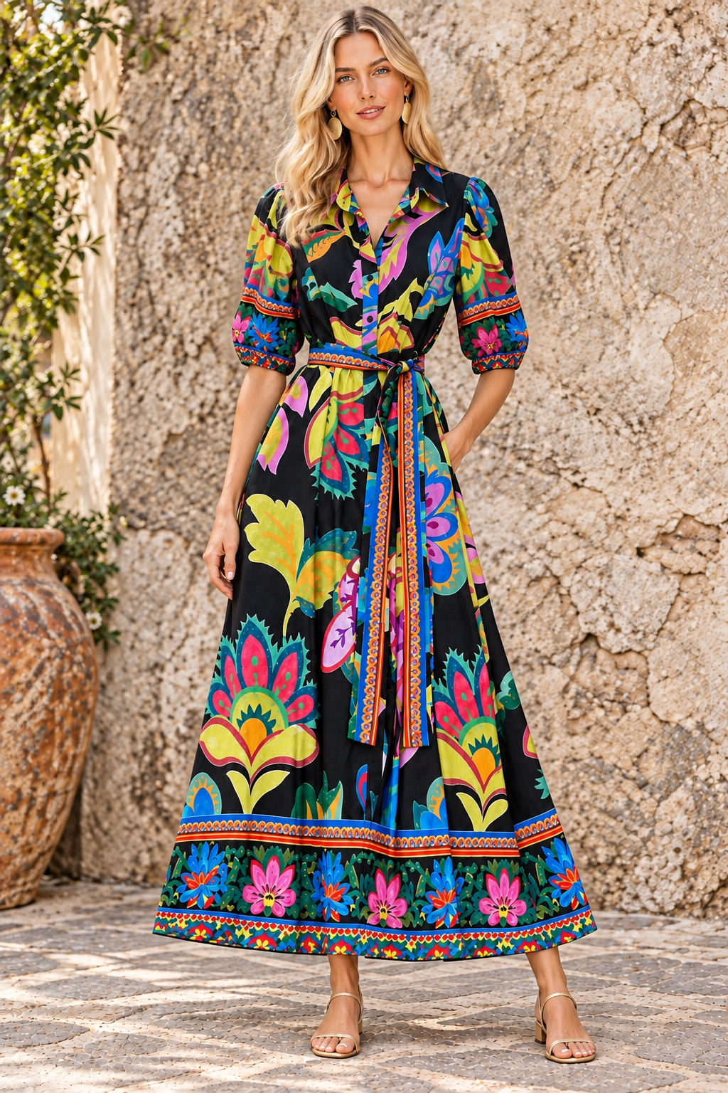 Jemma Dress In Black Multi Print