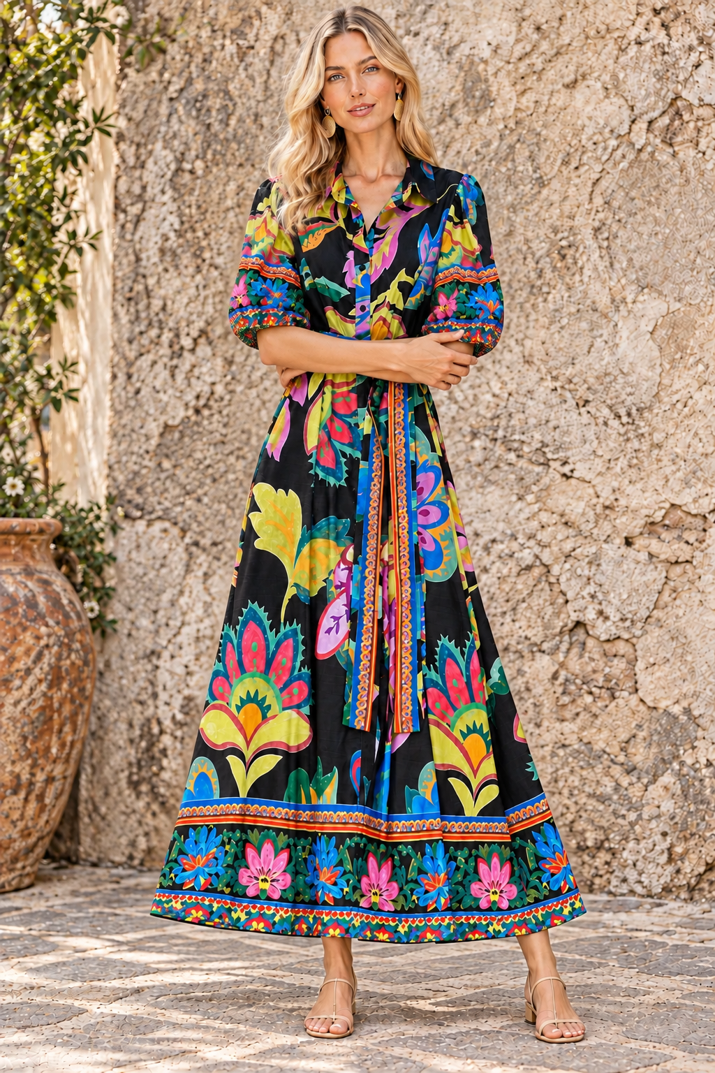 Jemma Dress In Black Multi Print