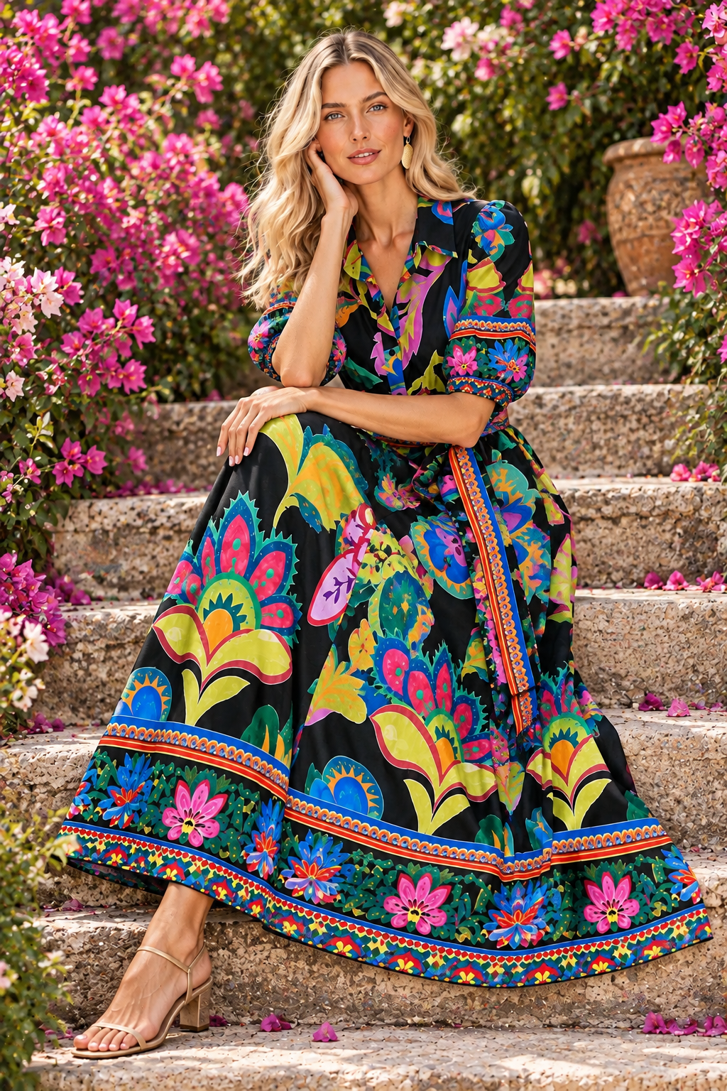 Jemma Dress In Black Multi Print