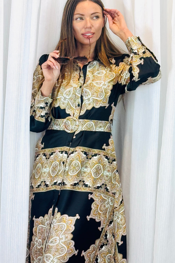 Angelina Multi Black Print in Long Sleeve