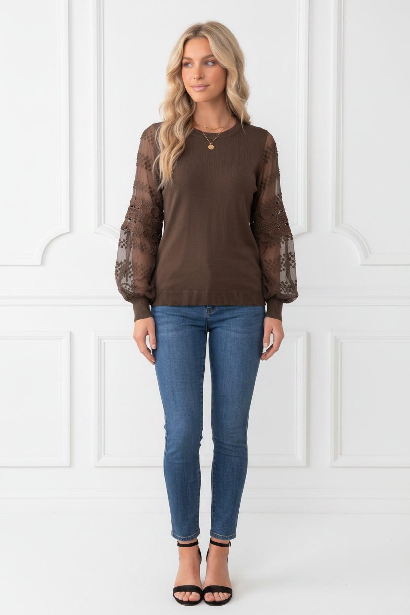 Molli Knit Top in Chocolate