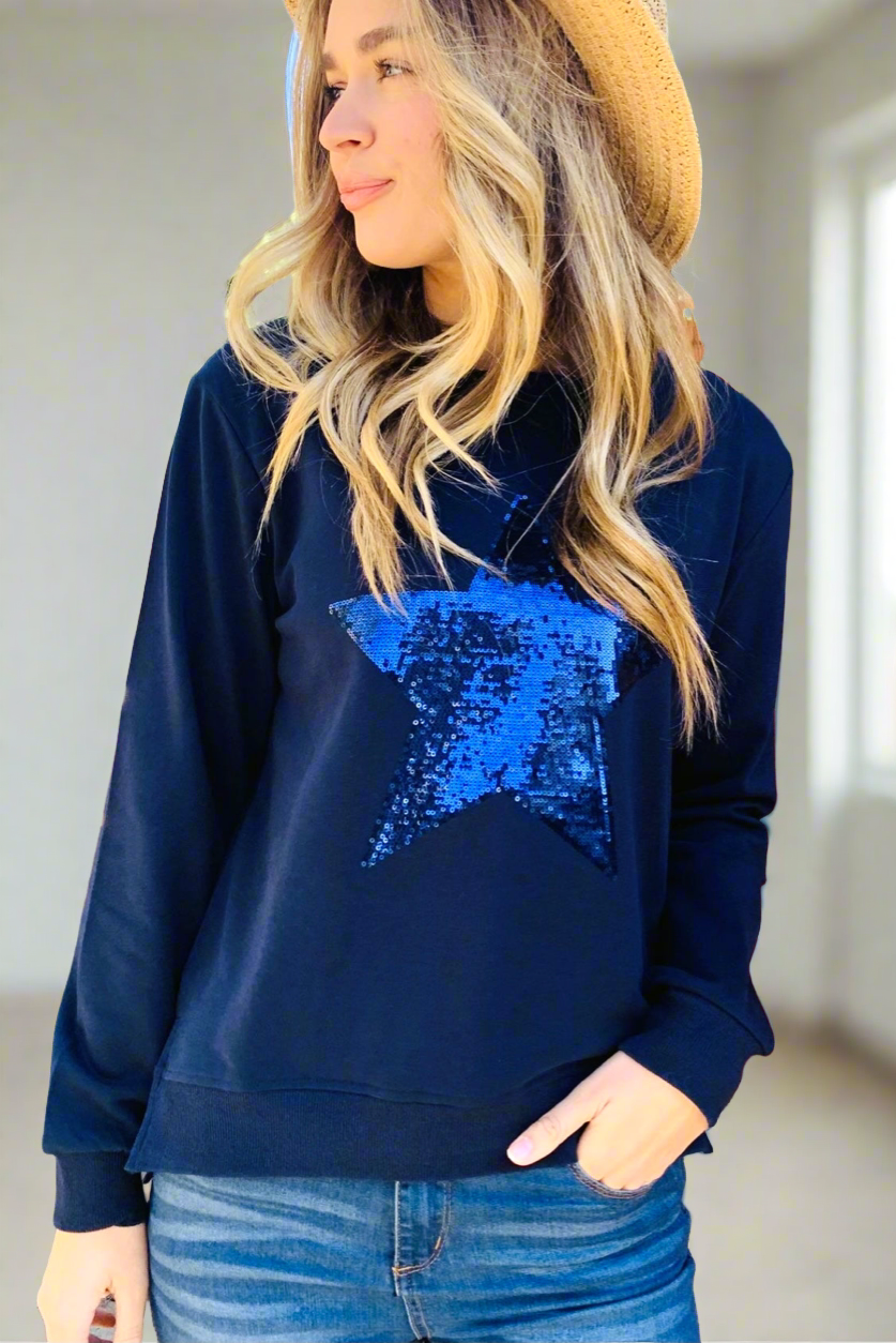 Olivia | Navy Windcheater with Sequin Star Detail