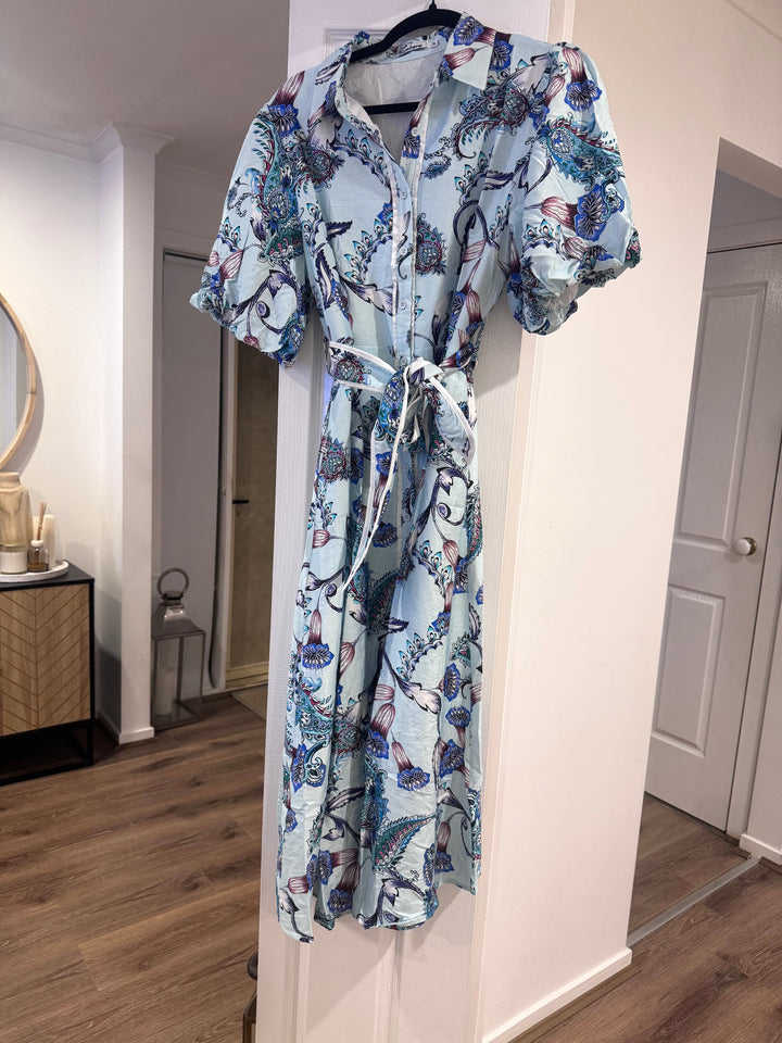 Leah Light Blue Paisley Dress
