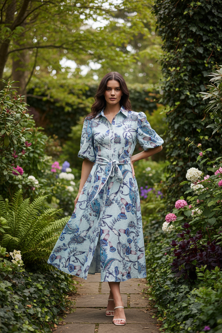 Leah Light Blue Paisley Dress