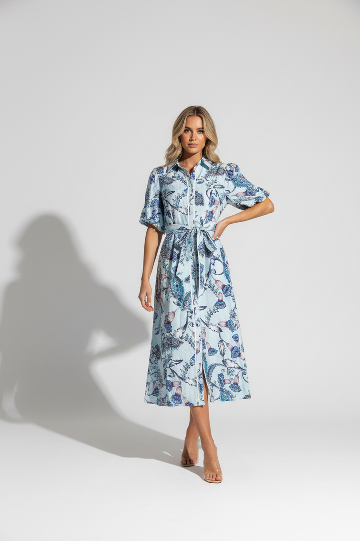 Leah Light Blue Paisley Dress