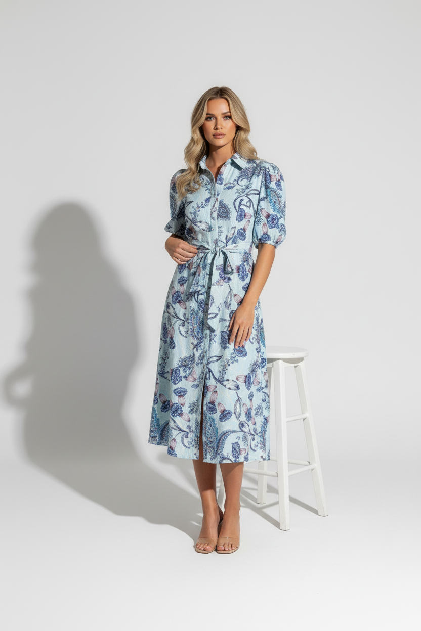 Leah Light Blue Paisley Dress