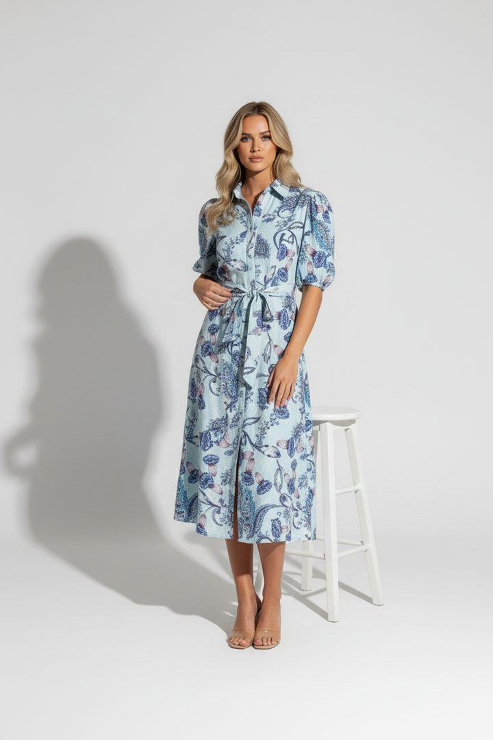 Leah Light Blue Paisley Dress