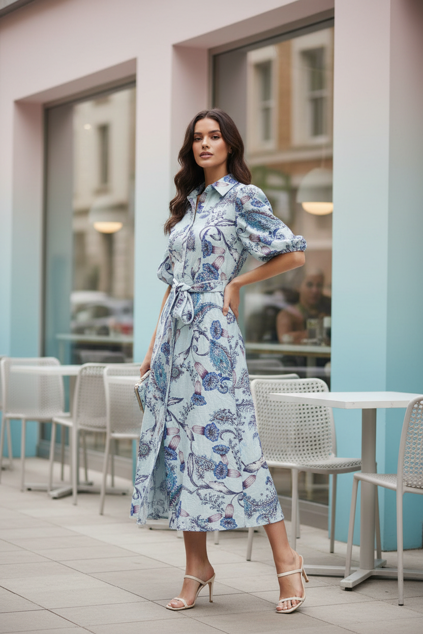 Leah Light Blue Paisley Dress