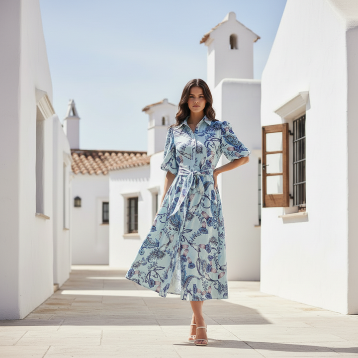 Leah Light Blue Paisley Dress