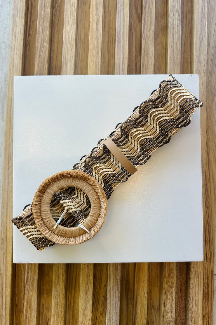 Ruby Woven Belt in Chocolate and Light Tan