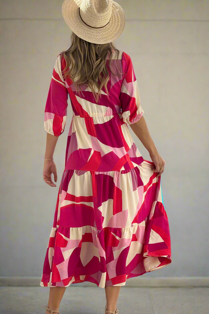 Allegra Midi in Pink multi colour print