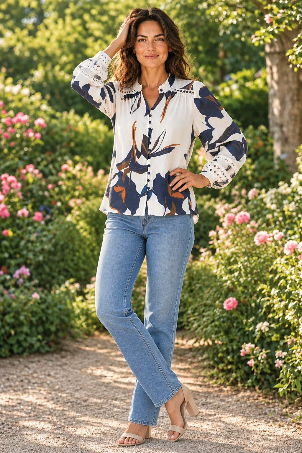 Evie Off White Multi Print Top