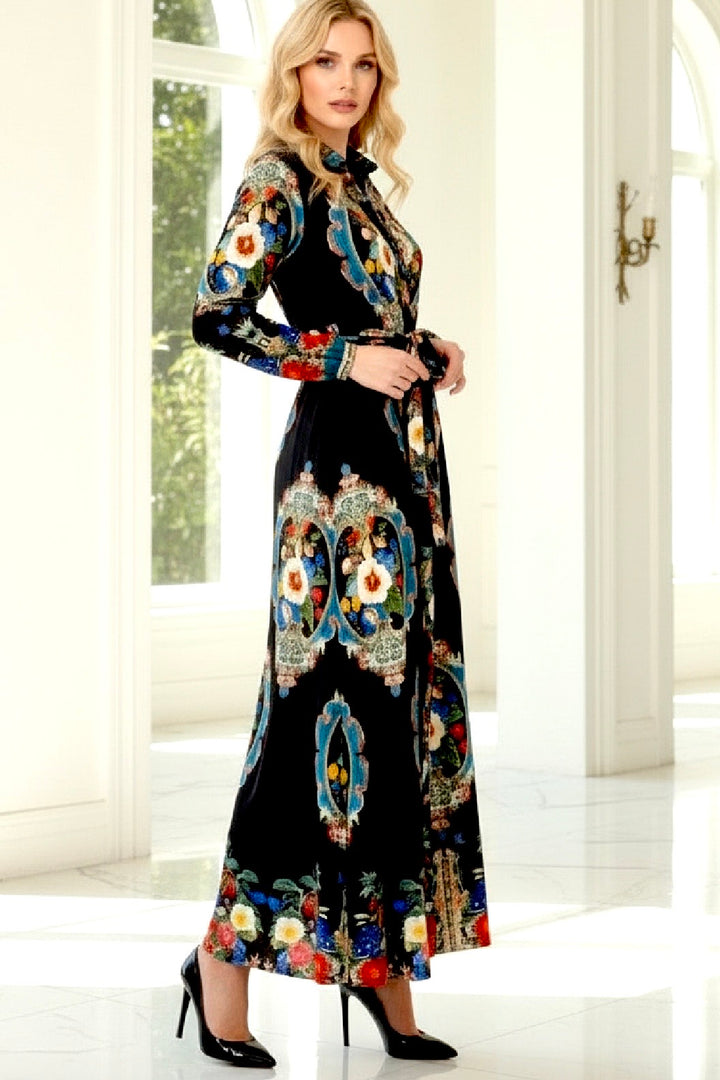 Alila Shirt Maxi Print Dress in Long Sleeve