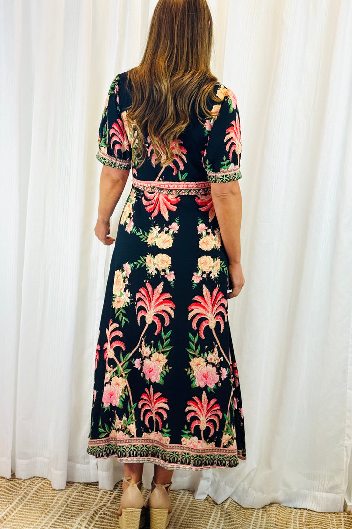 Maddison Shirt Dress in Black Multi Print