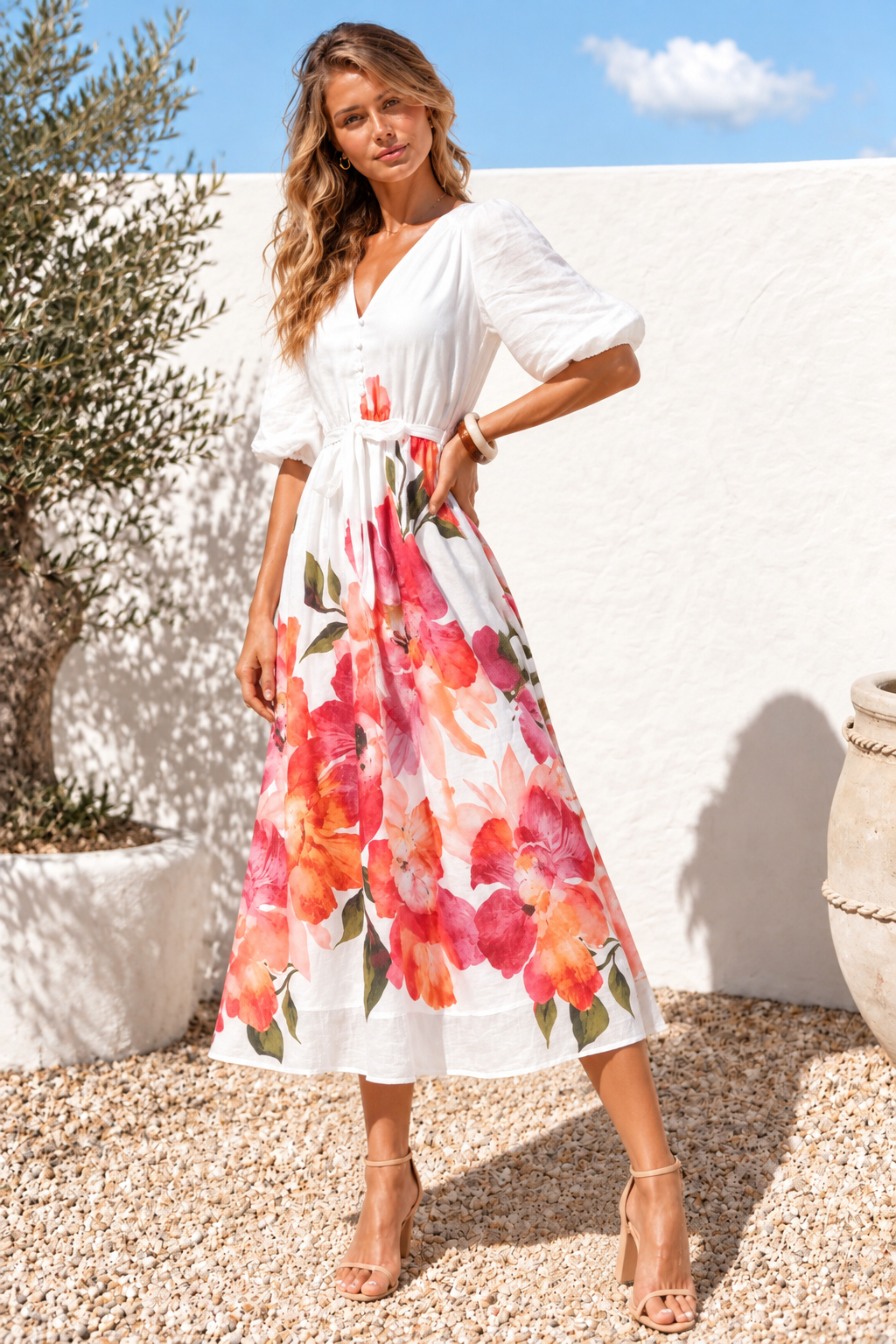 Willow White Floral Print Dress