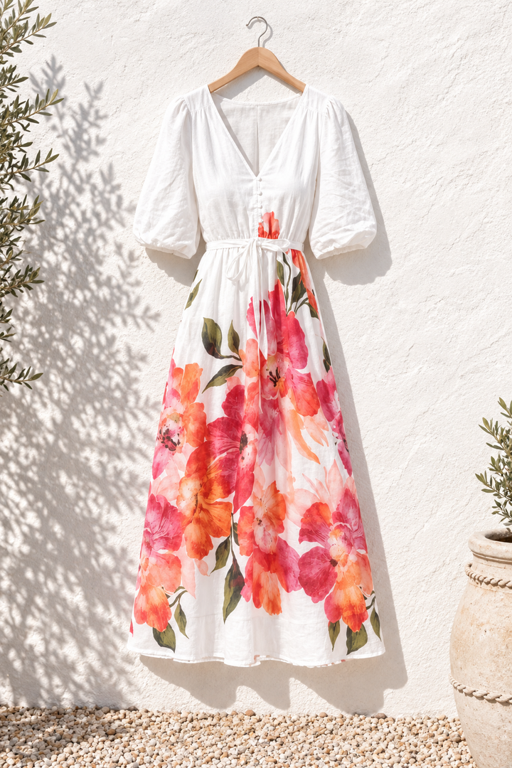 Willow White Floral Print Dress