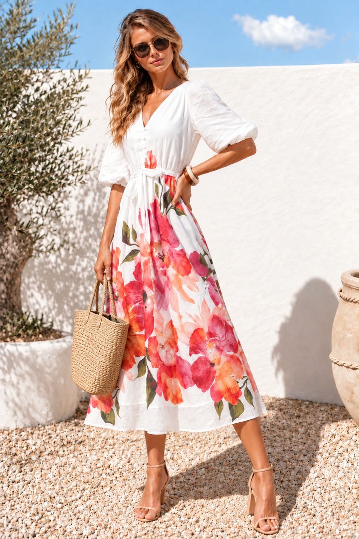 Willow White Floral Print Dress
