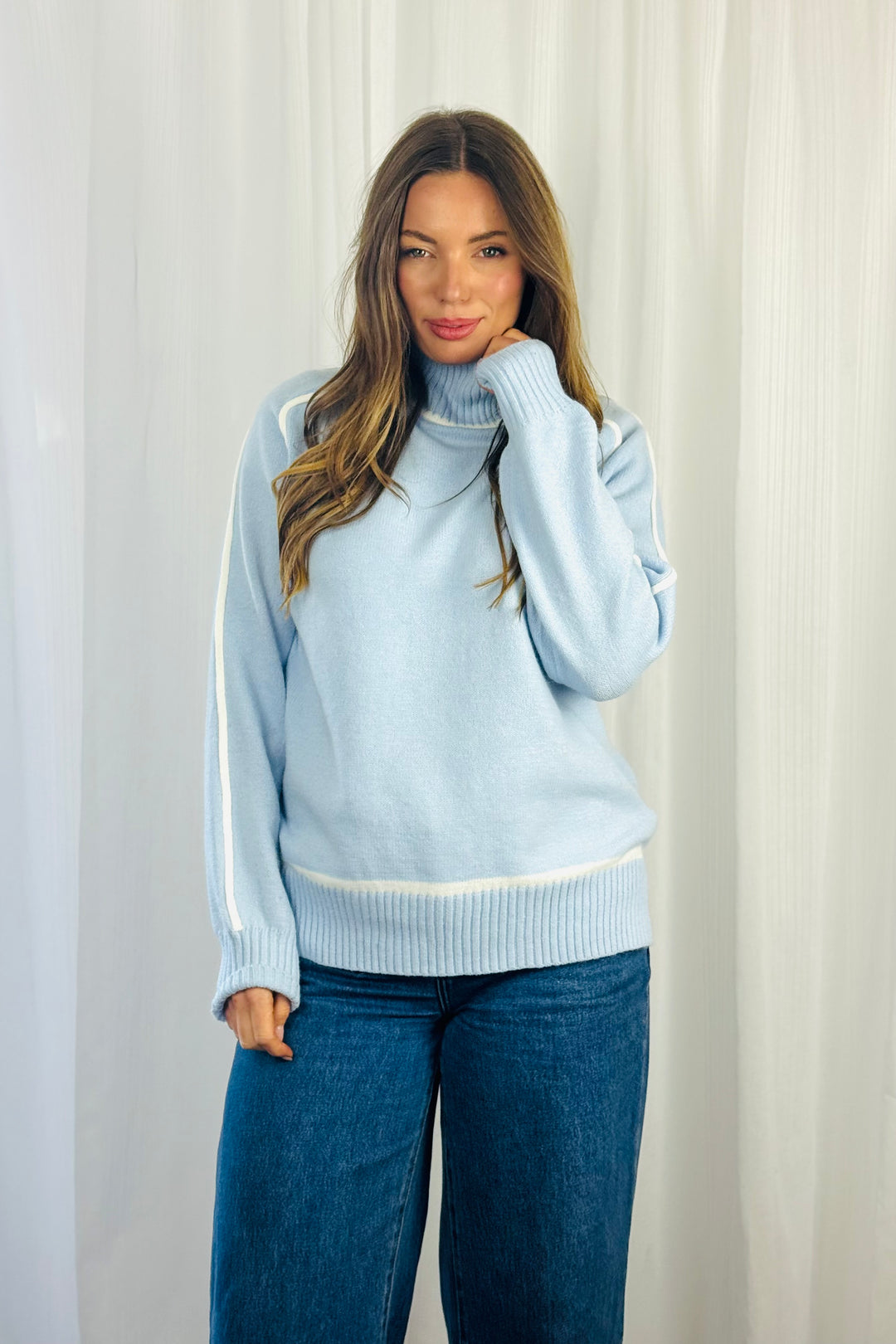Angie Knit Top in Baby Blue