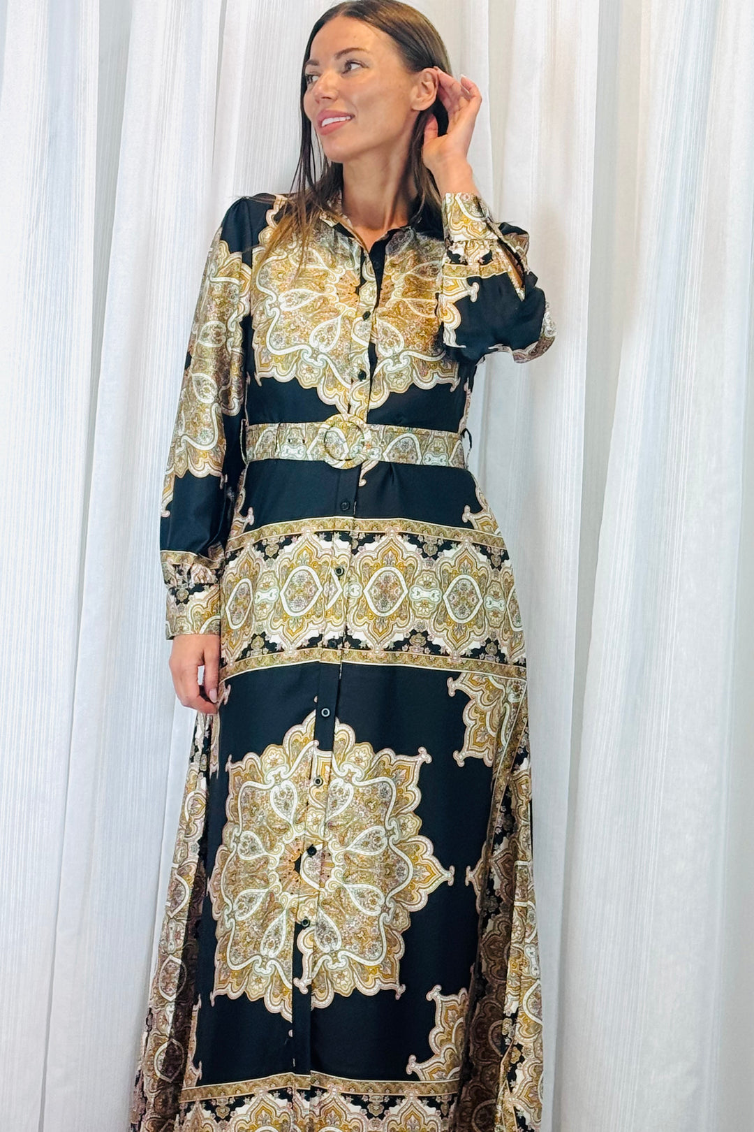 Angelina Multi Black Print in Long Sleeve