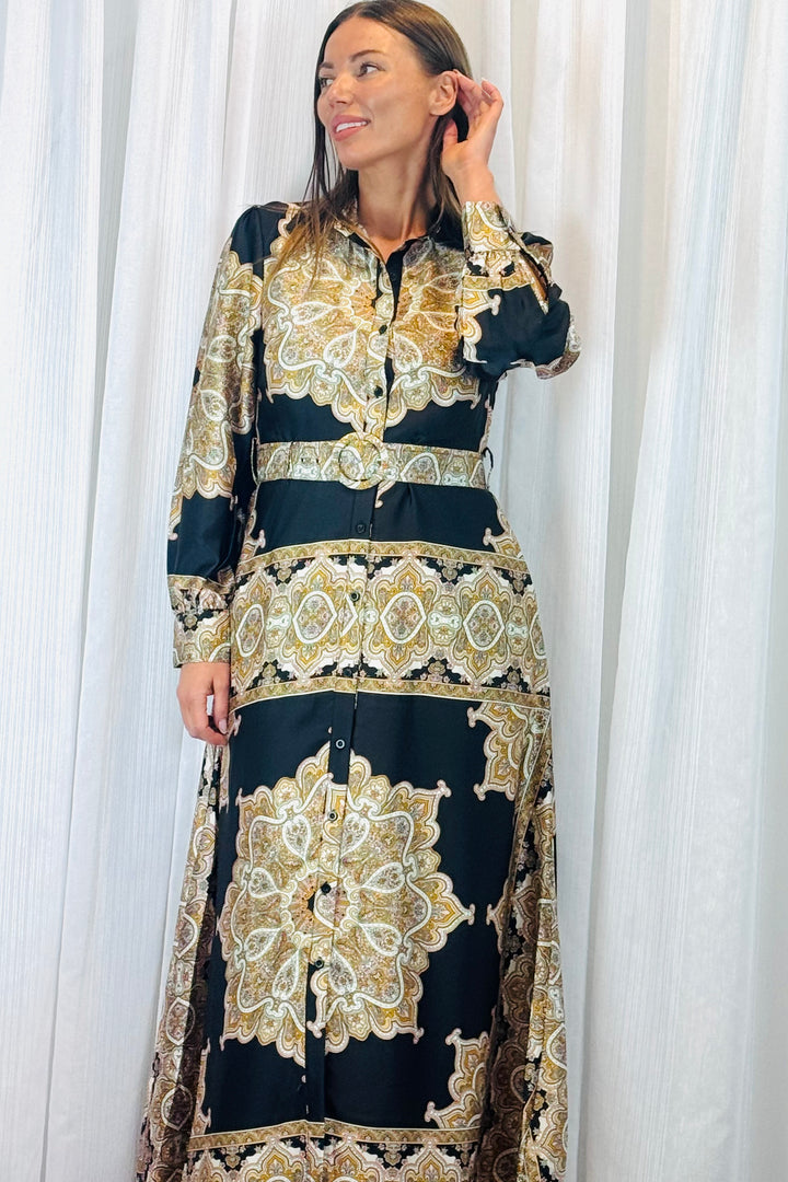 Angelina Multi Black Print in Long Sleeve
