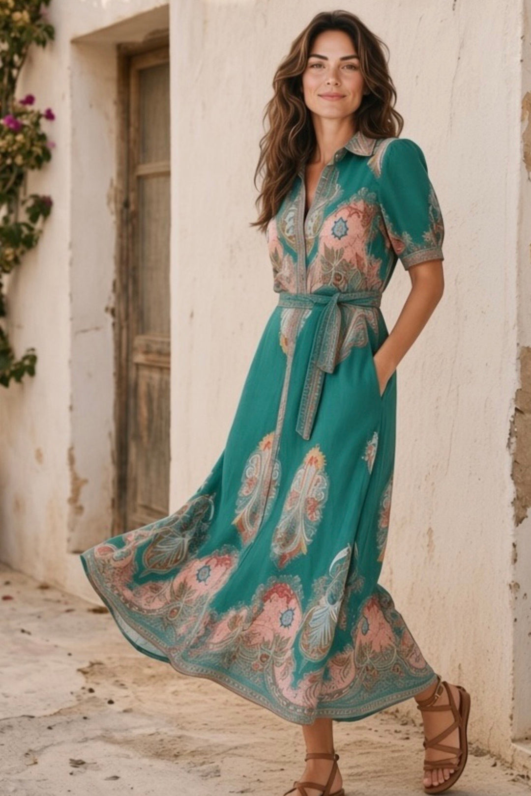 Gidget Short Sleeve Dress With Embroidered Print