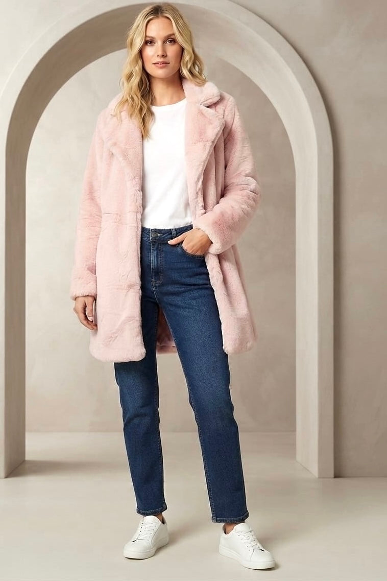 Bianca Faux Fur Jacket in Pink