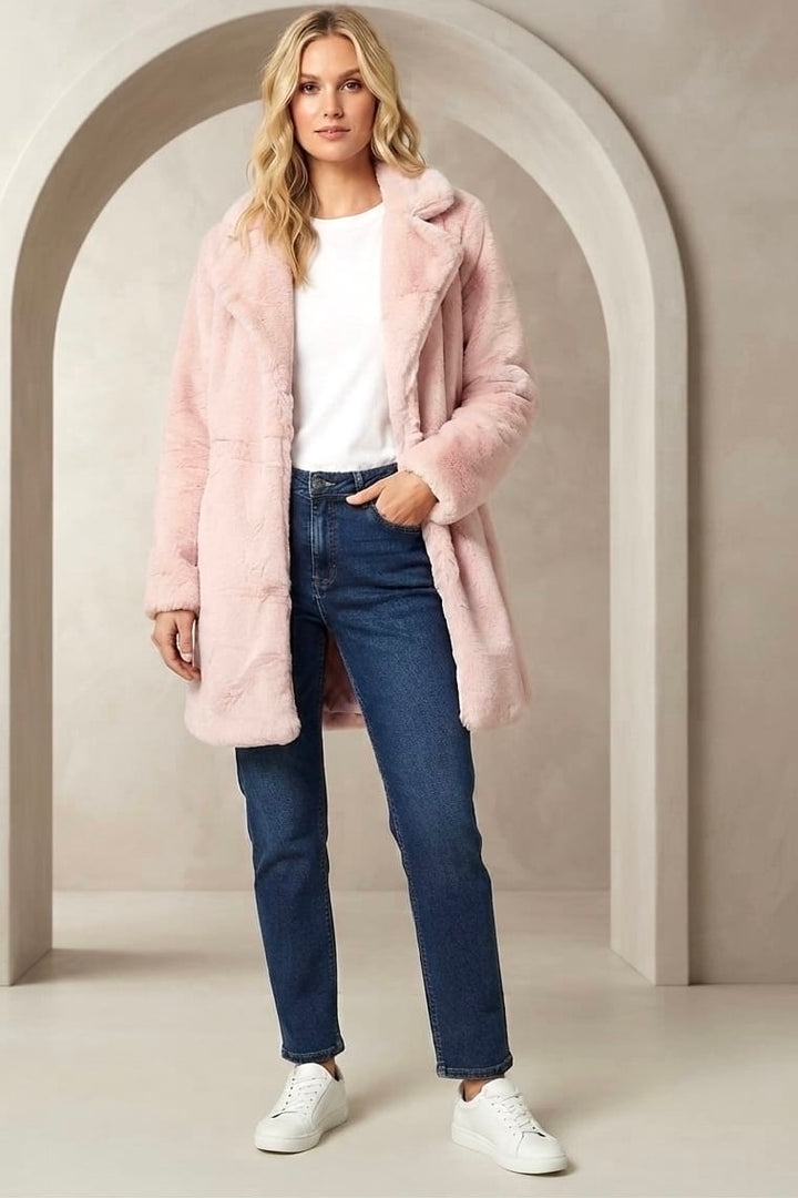 Bianca Faux Fur Jacket in Pink