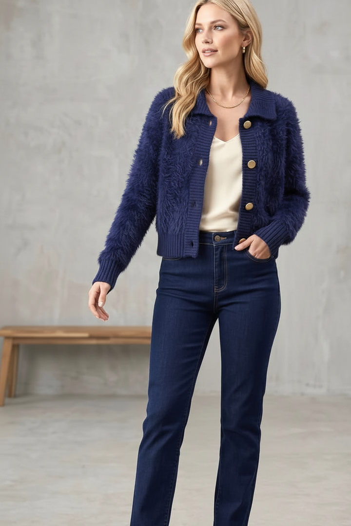 Erica Fluffy Knit in Navy