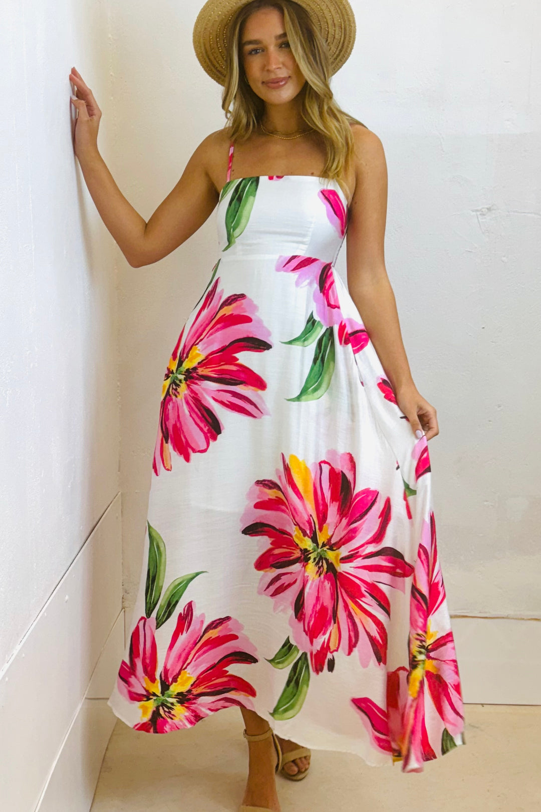 Carly White Floral Maxi