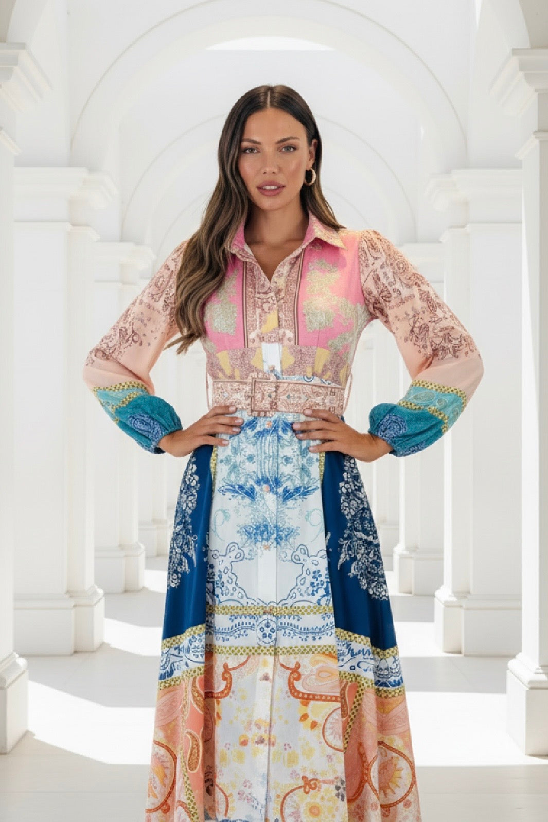 Marley Long Sleeve Multi Print Dress