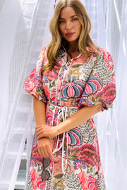 Leah Floral Shirt dress in Multi Print-