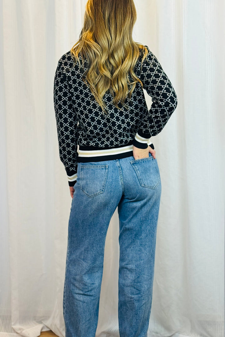 Gina Knit Top in Black Print