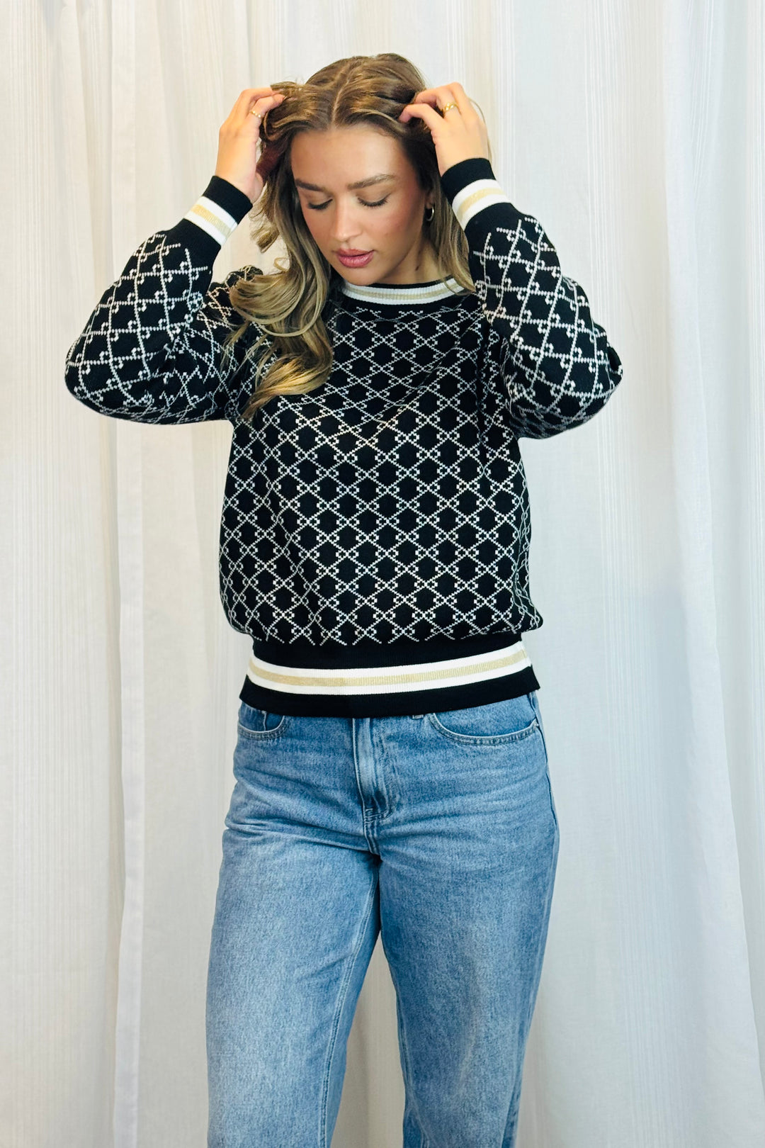 Gina Knit Top in Black Print