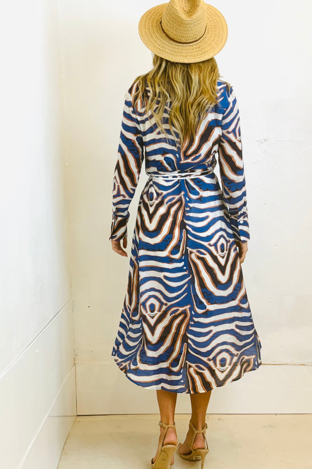 Allumbra Tiger Shirt Dress in Blue Print