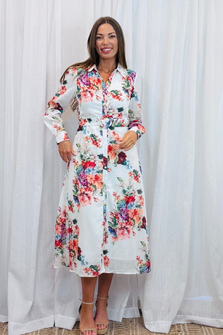Electra Floral Midi Print Dress