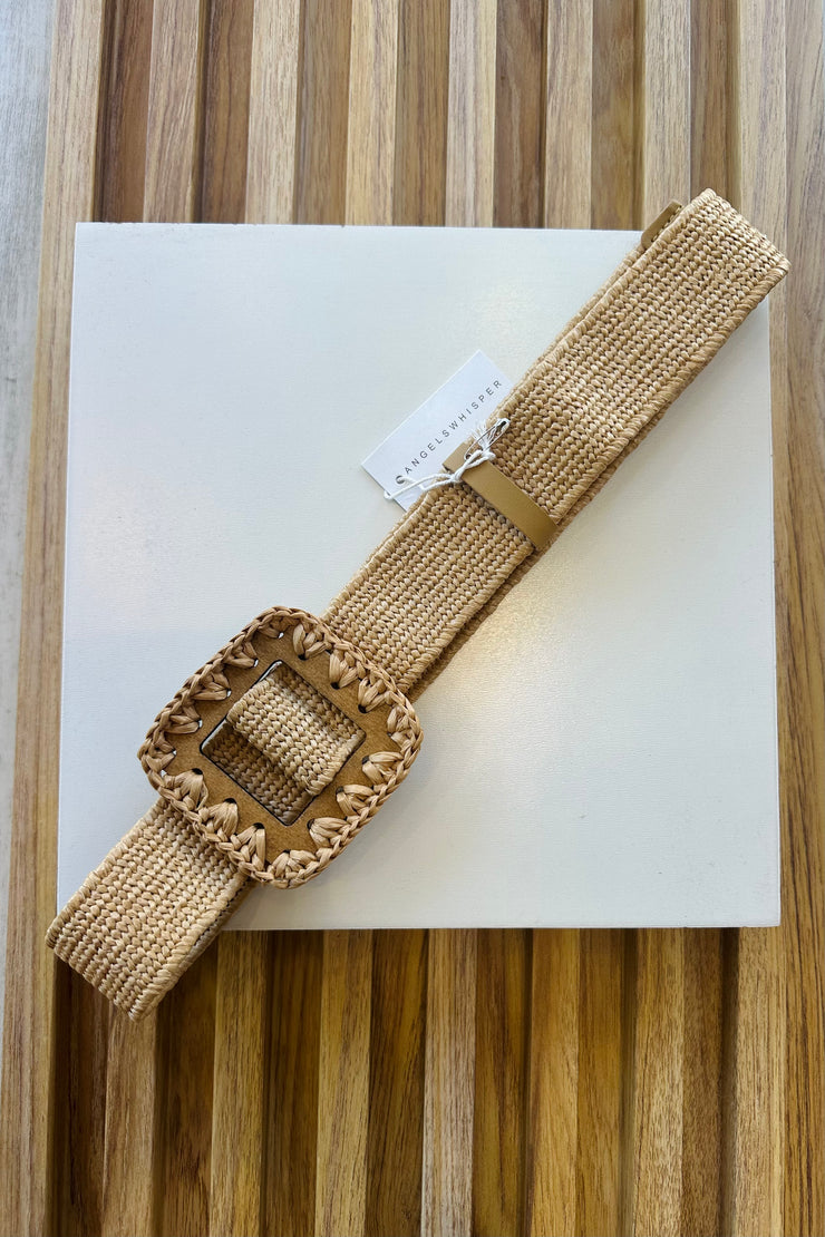 Melanie Woven Belt in Light Tan