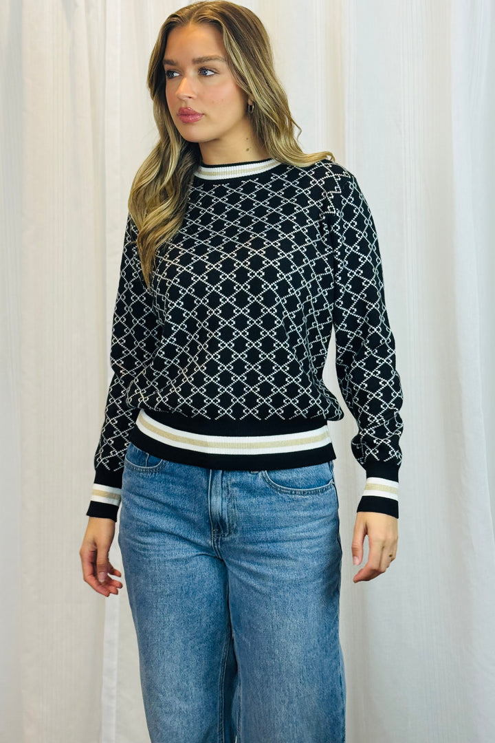 Gina Knit Top in Black Print