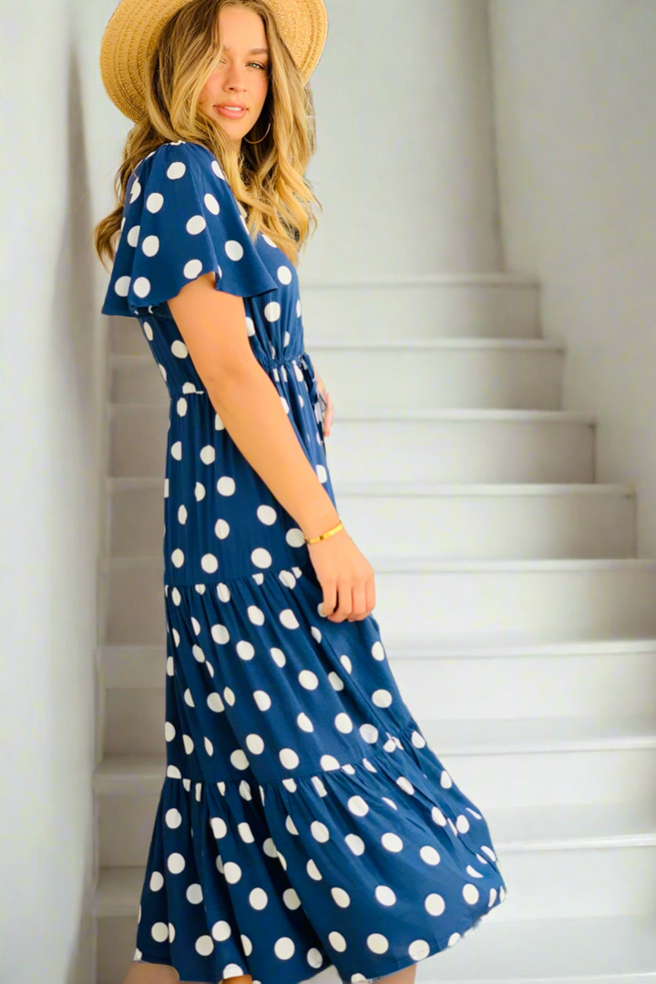 Molli | Polka Dot Dress in Navy and White