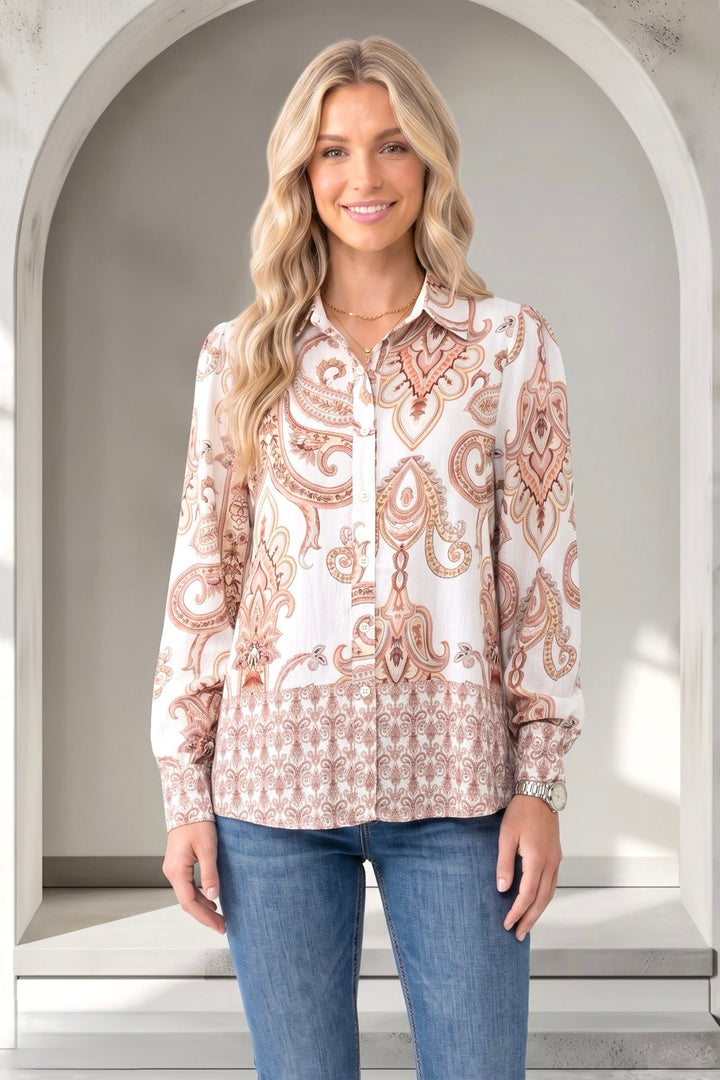 Lennox Shirt In Off White Multi Print