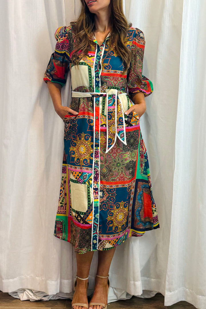 Toscana Multi Print Shirt Dress