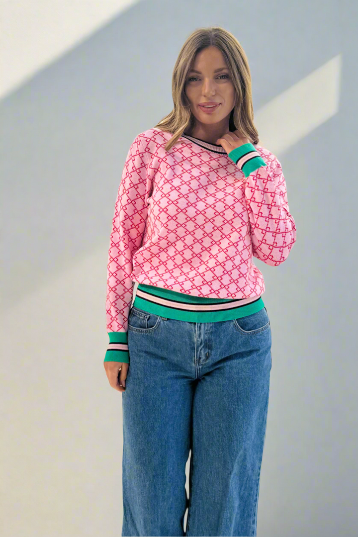 Gina Pink Print Knit Top