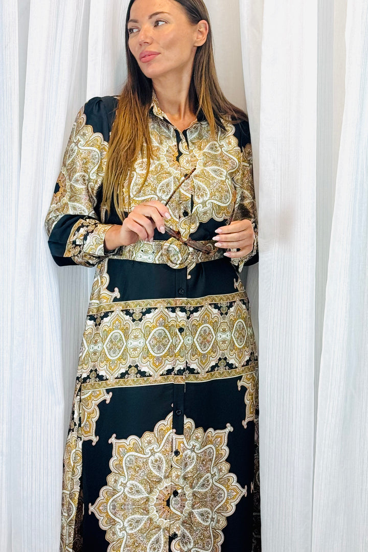 Angelina Multi Black Print in Long Sleeve