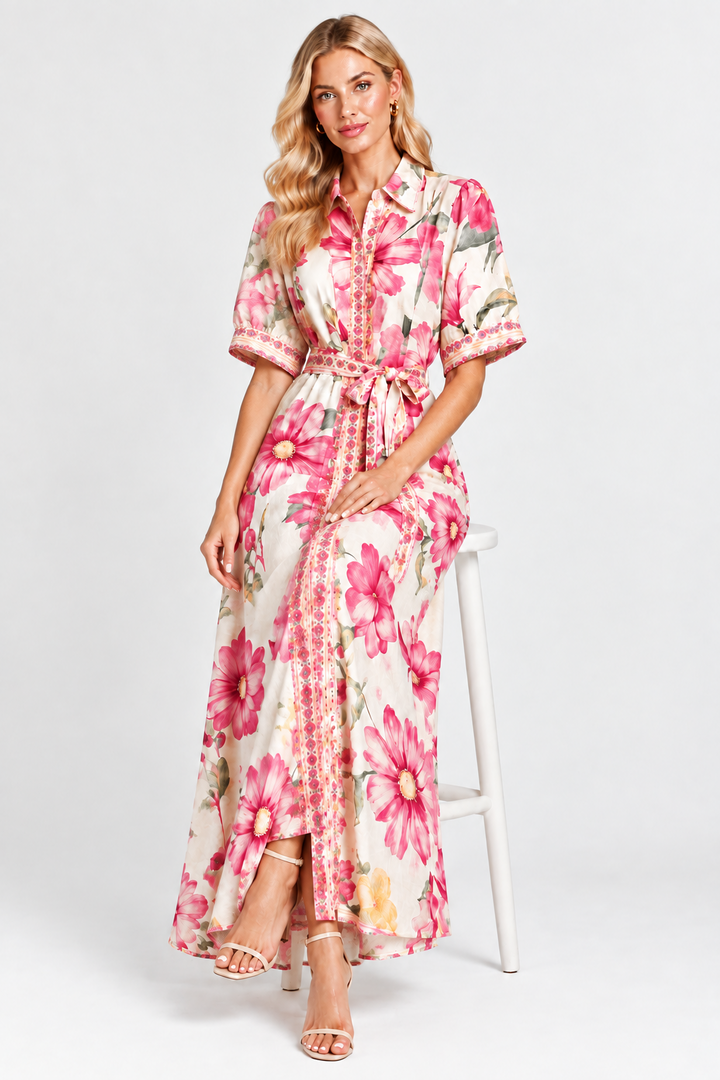 Natalia Maxi In Off White Floral