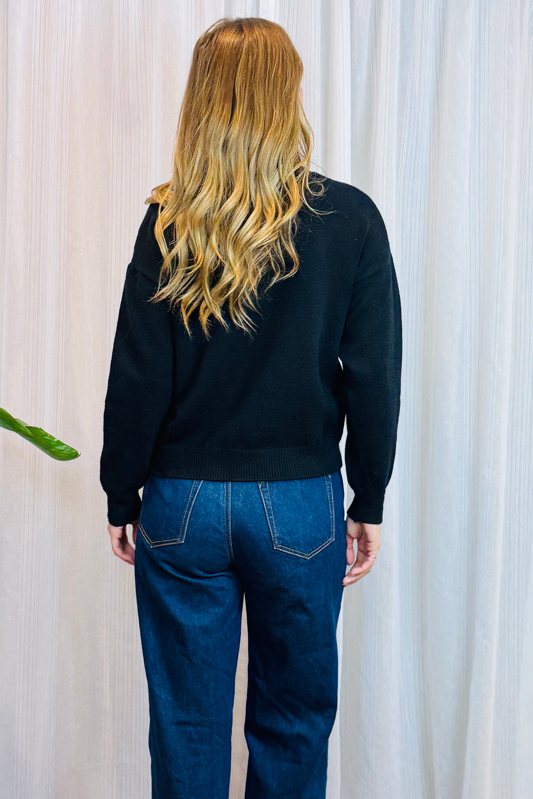 Nelly Love Sequin Detail Knit Top in Black