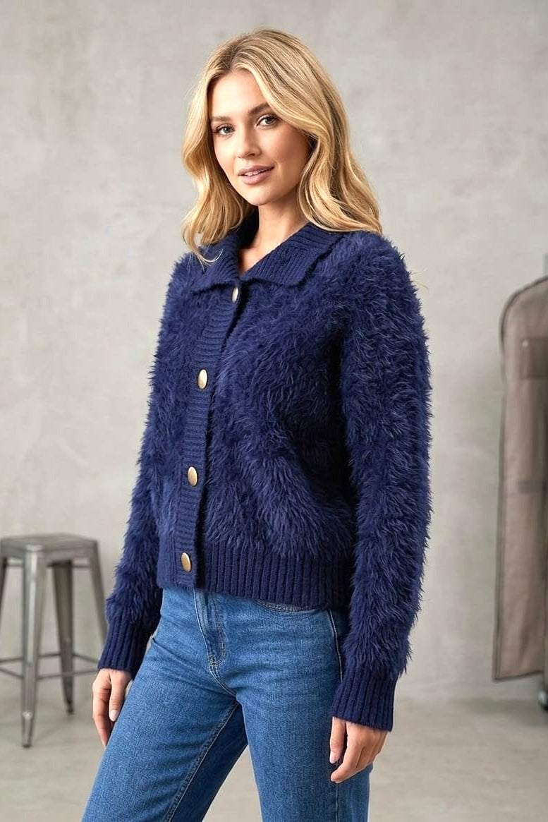 Erica Fluffy Knit in Navy