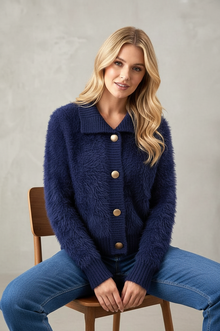 Erica Fluffy Knit in Navy