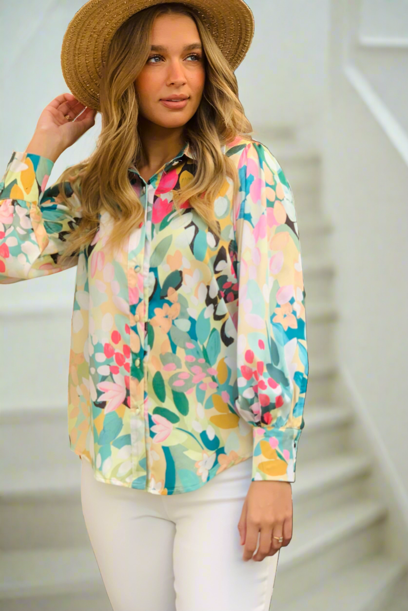 Sally Floral Shirt in Multi Colour Print