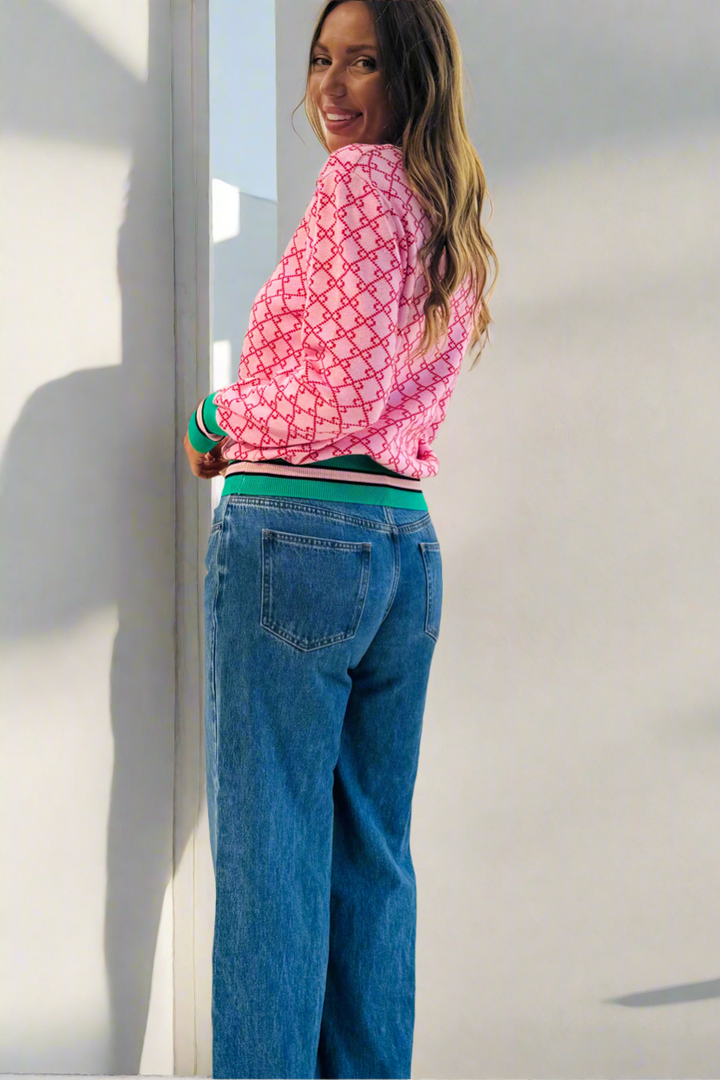 Gina Pink Print Knit Top