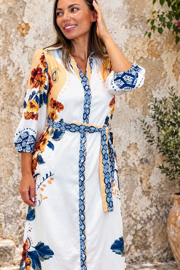 Gia Off White Multi Print Dress